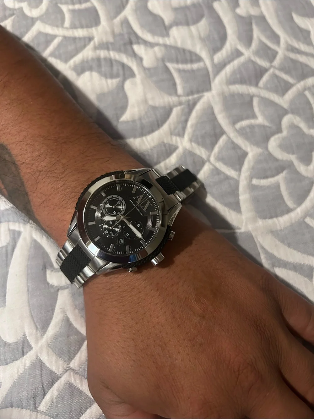Armani Exchange Black and Silver Men's Chronograph Bracelet Watch